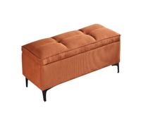 MBNKMEBU Reposapiés tapizado Moderno con Almacenamiento, Banco otomano, baúl de Terciopelo, sofá Grande con Patas de Metal for Entrada y Sala de Estar.(Orange,100cm)