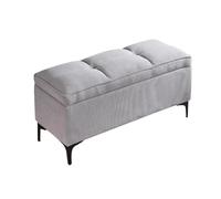 MBNKMEBU Reposapiés tapizado Moderno con Almacenamiento, Banco otomano, baúl de Terciopelo, sofá Grande con Patas de Metal for Entrada y Sala de Estar.(Light Gray,120cm)