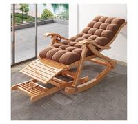 MBNKMEBU Sillones reclinables Plegables de Madera for Patio, con tapizado extraíble, for balcón, con Masaje de pies.(Bruin)