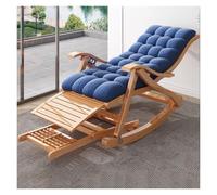 MBNKMEBU Sillones reclinables Plegables de Madera for Patio, con tapizado extraíble, for balcón, con Masaje de pies.(Blauw)