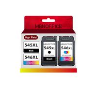 MBNOFFICE PG-545XL / CL-546XL Multipack - Cartuchos de tinta compatibles (negro + color) para Canon Pixma TR4551 / PIXMA TR4550 / PIXMA iP2850 / PIXMA MG2450 / PIXMA MG2550 / PIXMA MG2950