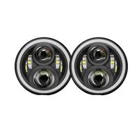 MBPBVRVAF Faros Principales para Patrol Y60 para Hummer H1 Y H2 para Lada 4X4 7 Pulgadas LED Faro De Coche DRL Parachoques Delantero Conjunto Faros Delanteros(50w Halo Light Black)