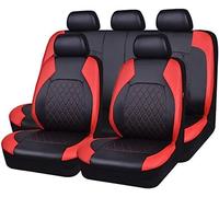MBROS 9 Piezas Cuero Funda Asiento Coche para Jeep Renegade S / 80th Anniversary/Longitude/Latitude/Limited/Sport/Jeepster/Freedom, Universal Impermeable Completo Juegos Cubreasientos,C Red