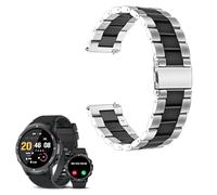 MBROS Compatible para IDEALROYAL S52 Reloj Inteligente Hombre 1.39", Metalica Acero Moda Correas Compatible para Smartwatch IDEALROYAL S52 Reloj Inteligente Hombre 1.39" (Negro & Plata)