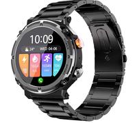 MBROS Compatible para LEMFO Reloj Inteligente Hombre ADH1-l355 1.39", Metalica Acero Moda Correas Compatible para Smartwatch LEMFO Reloj Inteligente Hombre ADH1-l355 1.39" (Negro)