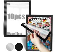 Mbsomnus 10 Piezas Marco Magnetico Adhesivo 10x15cm Marco Informativo A6 Portafotos Magnético con Respaldo Adhesivo Negro para Familia Matrimonio Portafotos Recordatorio Póster Vitrina Mural