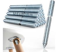 Mbsomnus 15 Piezas Tornillo de Doble Rosca M6x80mm Pernos de Suspensión Torx M6 Tornillo de Doble Cabez Acero Galvanizado Pasadores Roscados Métrico para Montar Patas Muebles y Fijar Espárragos