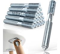 Mbsomnus 15 Piezas Tornillo de Doble Rosca M8x100mm Pernos de Suspensión Torx M8 Tornillo de Doble Cabez Acero Galvanizado Pasadores Roscados Métrico para Montar Patas Muebles y Fijar Espárragos