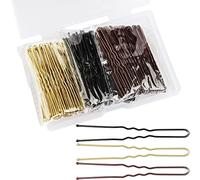 Mbsomnus 150 Piezas Horquillas para el Pelo en U 6cm de Metal para Mujeres y Niñas - Accesorios para el Cabello Peluquería Negro Dorado Marrón