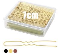 Mbsomnus 200 piezas Horquillas para el Pelo en Forma de U Horquillas Moño 7cm Pins Bobby con Caja de Almacenamiento Pinzas pelo Mujer para el Cabello para Mujeres, Niñas y Salón (Oro)