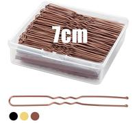 Mbsomnus 200 Piezas Horquillas Pelo Mujer 7cm Horquillas Moño en Forma de U Pins Bobby con Caja de Almacenamiento Pinzas pelo Mujer para el Cabello para Mujeres, Niñas y Salón (Marrón)