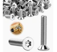 Mbsomnus 25 Piezas Tornillos Cabeza Avellanada M6x30mm Torx Tornillos M6 Acero Inoxidable A2 V2A Impulsión Torx/Hexagonal Interno Planos Estándar para Muebles y Trabajos Metálicos