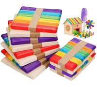Mbsomnus 600 Palitos de Madera para Manualidades y Construcciones - Palos Helado, Paletinas Cafe, Depresores, Cera, ArtesaníAs (Natural & Colorido)