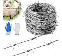Mbsomnus Alambre de Púas 1,8 mm x 9 m Alambre de Púas Galvanizado Rollos de Alambre de Púa para Cercas de Pastoreo Jardines Balcones Muros de Patio Bricolaje Bates de Béisbol
