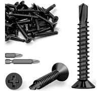 Mbsomnus M4,2x50 mm Tornillos Autoperforantes 60 Piezas Tornillos Roscachapas Ranura en Cruz Acero noxidable 410 Tornillos Autorroscantes para Metal Cabeza Plana para Muebles de Madera DIY