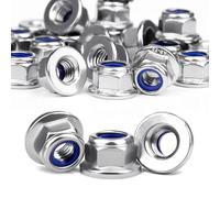 Mbsomnus Tuercas de brida M6, 60 unidades, tuercas hexagonales, DIN 6926, tuercas autoblocantes, acero inoxidable, A2 V2A, rosca reguladora, tuercas hexagonales, tuercas de bloqueo, tuercas de