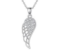 MBSUUH Collar de alas de ángel de diamante de plata de ley 925 de 40,6 cm, cadena de cable de diamantes brillantes para mujer, Plata esterlina, Diamante