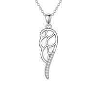 MBSUUH Collar de plata de ley 925 con alas de ángel, cadena de cable de 16 pulgadas, joyería de diamantes brillantes para mujer, Plata esterlina, Diamante