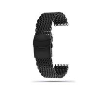 MBUIOPJ 20mm 22mm Stainless Steel Dive Shark Mesh Milanese Mesh WatchBand Weaving Watch Strap Compatible With Armani AR2447 EFR-303 Bracelet(G19-09 black,18mm width)