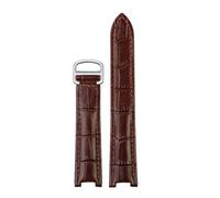 MBUIOPJ Compatible con correa de reloj con hebilla plegable Cartier PASHA de piel de vaca for hombre y mujer, 21 x 15 mm, 20 x 12 mm, 18 x 10 mm, accesorios de pulsera(Brown silver,18mm-10mm)