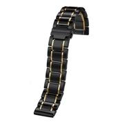 MBUIOPJ Compatible con la correa de reloj de cerámica universal brillante COACH Rossini Armani de 14 mm, 16 mm, 18 mm, 20 mm y 22 mm for hombre y mujer(4110 black gold,Width22mm)