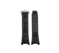 MBUIOPJ Compatible With Omega Constellation 41mm Watch Strap Manhattan 39mm Series Cowhide Layer Rubber Bottom Male Observatory Watchband 25 * 14mm(Black white-silver)