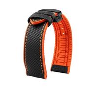MBUIOPJ Correa de reloj de caucho de nailon resistente al agua de 20 mm, 22 mm, 23 mm, 24 mm, compatible con pulsera Breitling Citizen Tissot IWC Omega, correa de reloj de silicona amarilla(Black oran