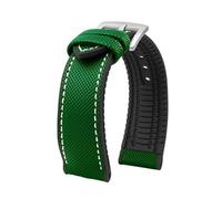 MBUIOPJ Correa de reloj de caucho de nailon resistente al agua de 20 mm, 22 mm, 23 mm, 24 mm, compatible con pulsera Breitling Citizen Tissot IWC Omega, correa de reloj de silicona amarilla(Green whit