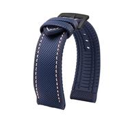 MBUIOPJ Correa de reloj de caucho de nailon resistente al agua de 20 mm, 22 mm, 23 mm, 24 mm, compatible con pulsera Breitling Citizen Tissot IWC Omega, correa de reloj de silicona amarilla(Blue white