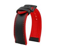 MBUIOPJ Correa de reloj de caucho de nailon resistente al agua de 20 mm, 22 mm, 23 mm, 24 mm, compatible con pulsera Breitling Citizen Tissot IWC Omega, correa de reloj de silicona amarilla(Black red-