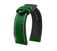 MBUIOPJ Correa de reloj de caucho de nailon resistente al agua de 20 mm, 22 mm, 23 mm, 24 mm, compatible con pulsera Breitling Citizen Tissot IWC Omega, correa de reloj de silicona amarilla(Green whit