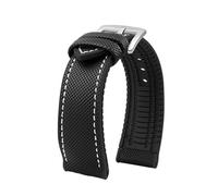 MBUIOPJ Correa de reloj de caucho de nailon resistente al agua de 20 mm, 22 mm, 23 mm, 24 mm, compatible con pulsera Breitling Citizen Tissot IWC Omega, correa de reloj de silicona amarilla(Black whit