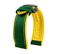 MBUIOPJ Correa de reloj de caucho de nailon resistente al agua de 20 mm, 22 mm, 23 mm, 24 mm, compatible con pulsera Breitling Citizen Tissot IWC Omega, correa de reloj de silicona amarilla(Green yell