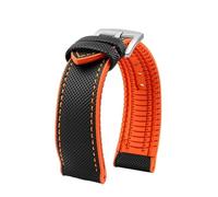 MBUIOPJ Correa de reloj de caucho de nailon resistente al agua de 20 mm, 22 mm, 23 mm, 24 mm, compatible con pulsera Breitling Citizen Tissot IWC Omega, correa de reloj de silicona amarilla(Black oran