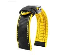 MBUIOPJ Correa de reloj de caucho de nailon resistente al agua de 20 mm, 22 mm, 23 mm, 24 mm, compatible con pulsera Breitling Citizen Tissot IWC Omega, correa de reloj de silicona amarilla(Black yell