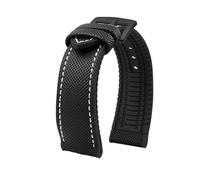 MBUIOPJ Correa de reloj de caucho de nailon resistente al agua de 20 mm, 22 mm, 23 mm, 24 mm, compatible con pulsera Breitling Citizen Tissot IWC Omega, correa de reloj de silicona amarilla(Black whit