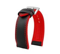 MBUIOPJ Correa de reloj de caucho de nailon resistente al agua de 20 mm, 22 mm, 23 mm, 24 mm, compatible con pulsera Breitling Citizen Tissot IWC Omega, correa de reloj de silicona amarilla(Black red-