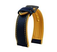 MBUIOPJ Correa de reloj de caucho de nailon resistente al agua de 20 mm, 22 mm, 23 mm, 24 mm, compatible con pulsera Breitling Citizen Tissot IWC Omega, correa de reloj de silicona amarilla(Blue yello