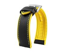 MBUIOPJ Correa de reloj de caucho de nailon resistente al agua de 20 mm, 22 mm, 23 mm, 24 mm, compatible con pulsera Breitling Citizen Tissot IWC Omega, correa de reloj de silicona amarilla(Black yell