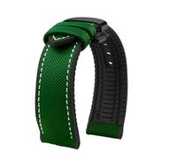 MBUIOPJ Correa de reloj de caucho de nailon resistente al agua de 20 mm, 22 mm, 23 mm, 24 mm, compatible con pulsera Breitling Citizen Tissot IWC Omega, correa de reloj de silicona amarilla(Green whit