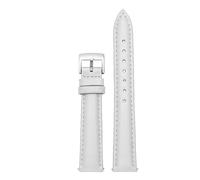 MBUIOPJ Correa de reloj de cuero for mujer compatible con Fossil Rossini Folli Follie Correa de cadena de reloj lisa Rosa Azul 12 mm 14 mm 16 mm 18 mm 20 mm(White-silver,12mm)