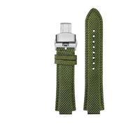 MBUIOPJ Correa de reloj de piel de nailon modificada compatible con el reloj for hombre Tissot 1853 Super Player PRX Series T137.410 Correa de reloj con boca convexa de 26-12 mm(Green silver)