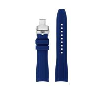 MBUIOPJ Correa de reloj de silicona curva compatible con Mido New Multifort TV Series M049.526 Correa de reloj de goma de 22 mm Pulsera suave for hombre(Blue-Silver B)