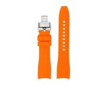 MBUIOPJ Correa de reloj de silicona curva compatible con Mido New Multifort TV Series M049.526 Correa de reloj de goma de 22 mm Pulsera suave for hombre(Orange silver B)