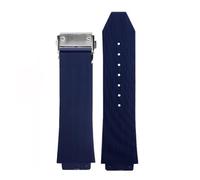 MBUIOPJ Correa de silicona, correa de caucho de silicona, compatible con Hublot BIG BANG Correa negra for hombre con hebilla de mariposa, accesorios for reloj 25 * 19 mm(B-blue-silver buckle)