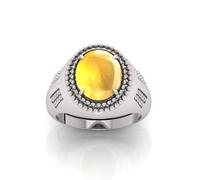 MBVGEMS Pukhraj - Anillo de 13,25 ratti de 12,00 quilates, certificado AAA++, calidad de zafiro amarillo natural Pukhraj, anillo para hombre y mujer, Metal, Zafiro