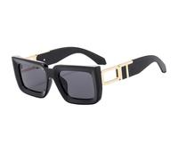 MBXLDGFD Gafas de sol cuadradas de lujo de moda 2025 para mujeres y hombres, retro, marco de doble color, gafas de sol, sombras UV400, Color negro., talla única