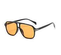 MBXLDGFD Gafas de sol retro 2025 dobles puentes hombres piloto gafas de sol moda Rivets decoración sombras UV400 mujeres moda leopardo sol gafas, negro, naranja, talla única