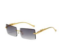 MBXLDGFD Nuevas gafas de sol 2025 Rimless Rectangle Sunglasses Men Women Frameless Sun Glasses for Ladies Shades Leopard Eyewear UV400, Dorado Doble Gris, talla única