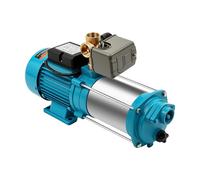 MC-6SA Bomba centrífuga autocebante de acero inoxidable, 1300 W, 9,8 bar, 4000 l/h, 8 m, elevador de succión IP44 entrada/salida 35 °C, manómetro máximo, interruptor de presión, protección térmica, 51